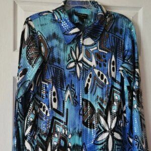 Vintage Jackets Galore Graphic Print Full Zip Lightweight Jacket Women (L)